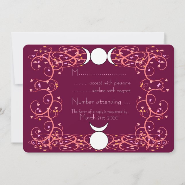 Invitación Wiccan Wedding RSVP - Dios de cuernos y diosa trip (Anverso)