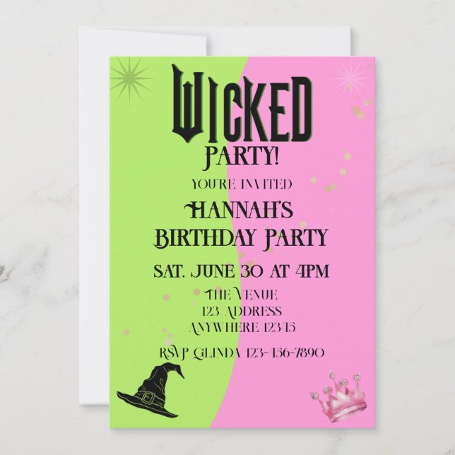 Invitación Wicked Pink Green Birthday Invitation (Anverso)