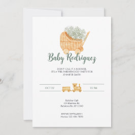 Invitación Wicker and Wood Baby - Sage Green