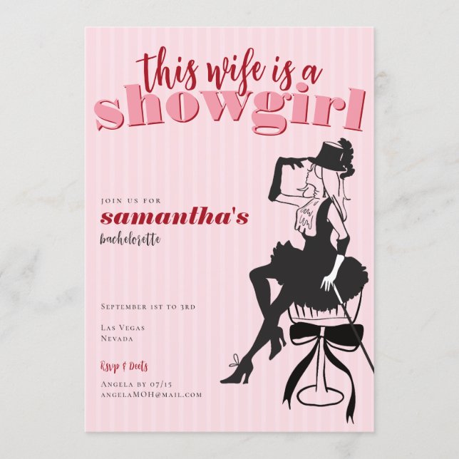Invitación Wife Is A Showgirl Bachelorette Weekend Itinerary  (Anverso)