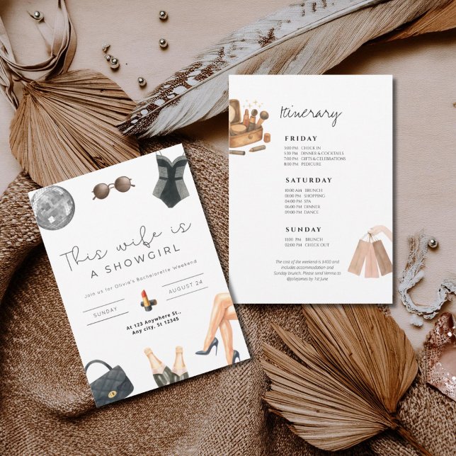 Invitación Wife is a showgirl bachelorette weekend itinerary  (Subido por el creador)