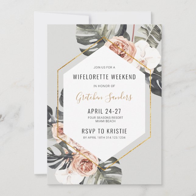Invitación Wifelorette Fiesta Beach Weekend Itinerary (Anverso)