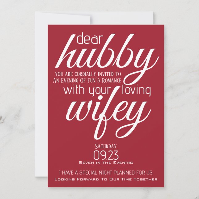 Invitación Wifey pregunta a Hubby Out (Anverso)
