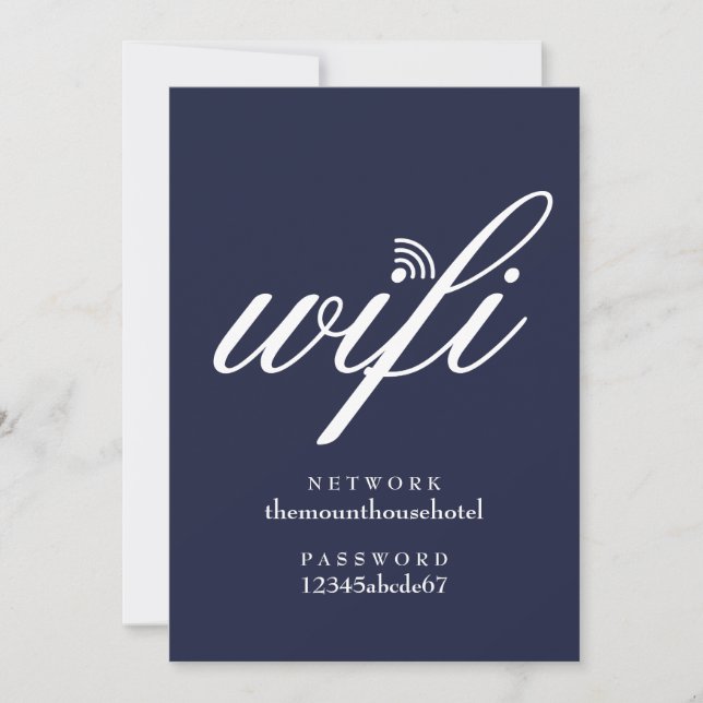 Invitación Wifi Network and Password Sign Card (Anverso)