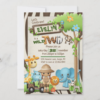 Invitación Wild 1st, 2nd and 3rd Birthday Girl