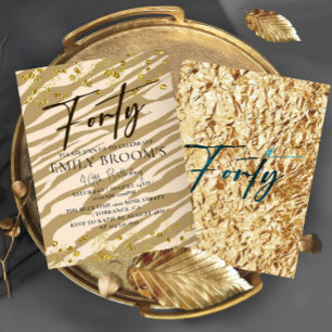 Invitación Wild 40th Birthday Cuarenta Gold Invitation
