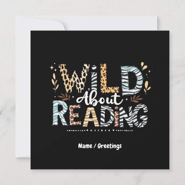 Invitación Wild About Reading Book Lover & Animal Design (Anverso)