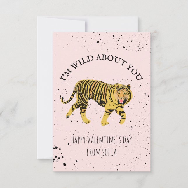 Invitación Wild About You Tiger Classroom Photo Valentine (Anverso)