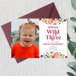 Invitación Wild and Three Wildflower Tercer Fiesta de cumplea<br><div class="desc">Esta es una foto de un Personalizado de Flores Silvestres y Tres invitaciones a la tercera fiesta de cumpleaños.</div>