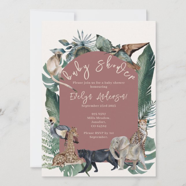 Invitación Wild Baby Shower (Anverso)