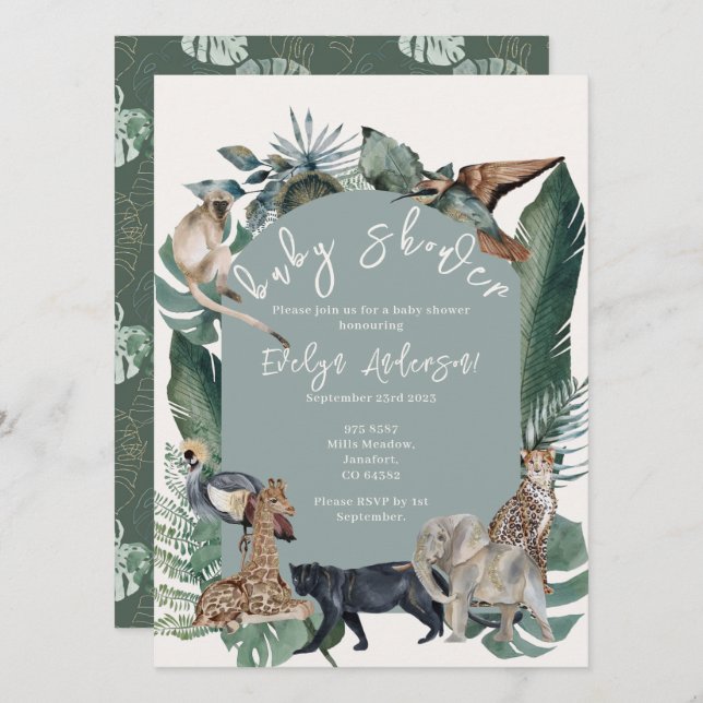 Invitación Wild Baby Shower (Anverso / Reverso)