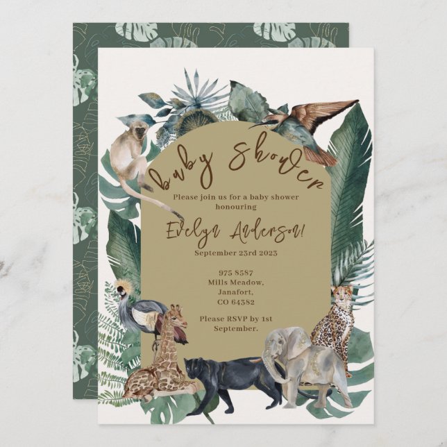 Invitación Wild Baby Shower (Anverso / Reverso)