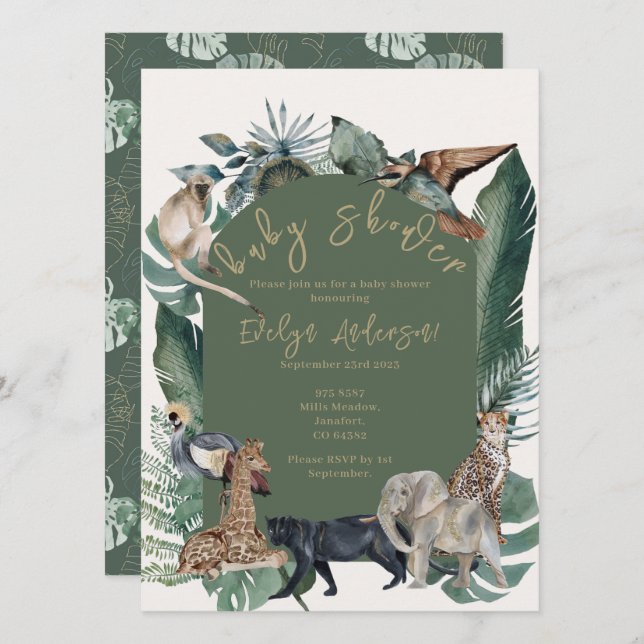 Invitación Wild Baby Shower (Anverso / Reverso)