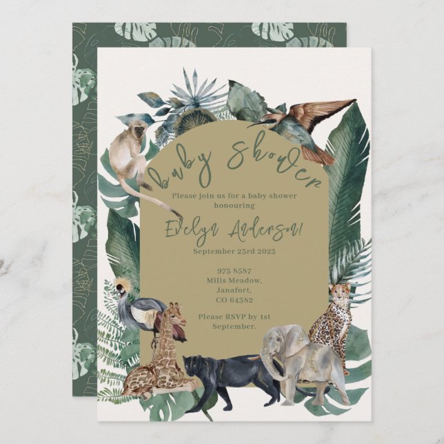 Invitación Wild Baby Shower (Anverso / Reverso)