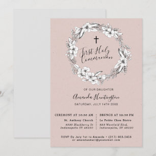 Invitación Wild Bouquet First Holly   Rosa  