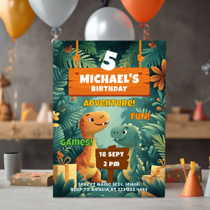 Invitación Wild Dino Adventure Birthday Party