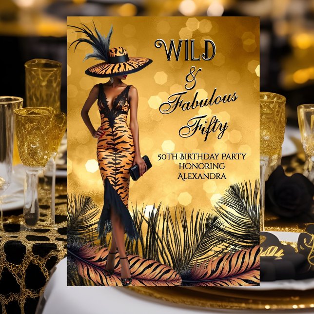 Invitación Wild Fabulous Fifty Birday Tiger Woman (Subido por el creador)