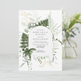 Invitación Wild Fern Greenery Boda Blanco Ensayo Cena
