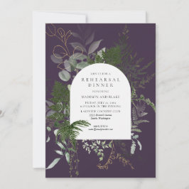 Invitación Wild Fern Greenery Boda Purple Cena