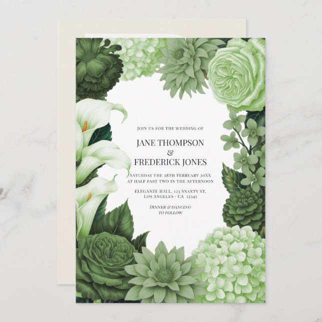 Invitación Wild Fern, Soft Moss & Pale Pistachio Wedding (Anverso / Reverso)