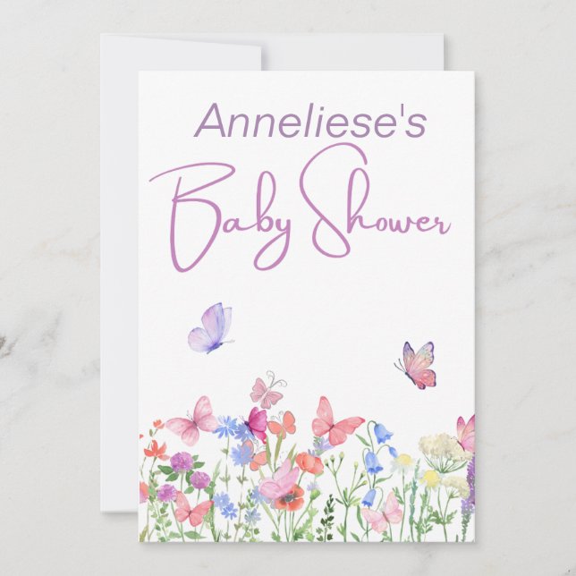 Invitación Wild Flower Baby Shower (Anverso)