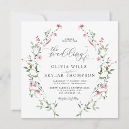 Invitación Wild Flowers Garden Rubor Dusty Rosa Boho Boda