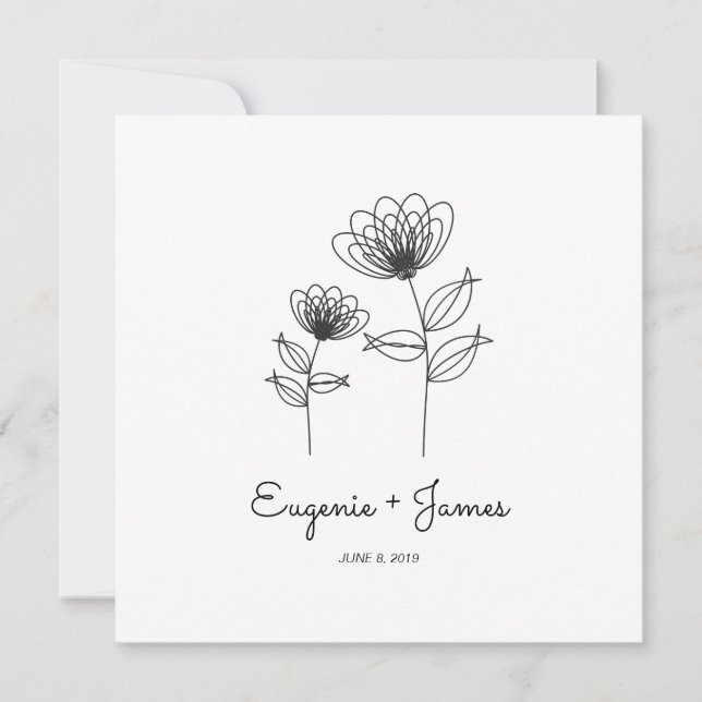 Invitación Wild Flowers Wedding Monogram Invitation Design (Anverso)