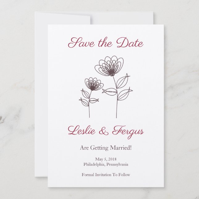 Invitación Wild Flowers with Branches and Leaves (Anverso)