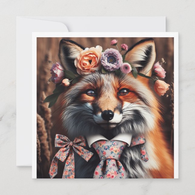 Invitación Wild fox wearing a tie cute  (Anverso)