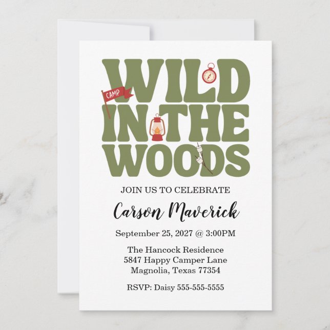 Invitación Wild In The Woods Kids Birthday (Anverso)