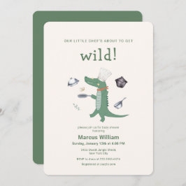Invitación Wild Little Chef Safari Crocodile Baby Shower