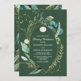 Invitación Wild Meadow | Boda Geométrico Botánico Verde