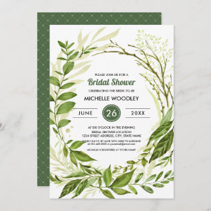 Invitación Wild Meadow   Ducha Botánica Verde De Novias
