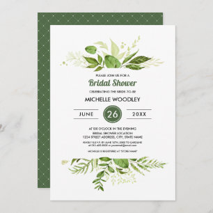Invitación Wild Meadow   Ducha Botánica Verde De Novias