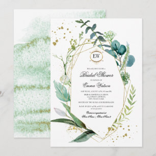 Invitación Wild Meadow Ducha Botánica Verde De Novias