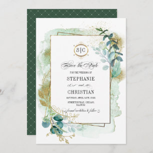 Invitación Wild Meadow   Green Botanical Save the Date Cards