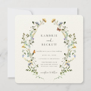 Invitación Wild Meadow Wreath Boda