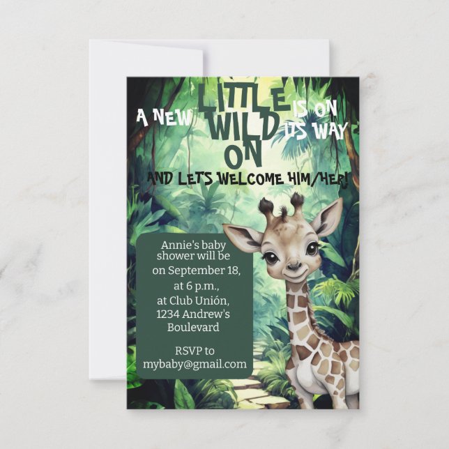 Invitación Wild One Adventure: Baby Shower con temática de Sa (Anverso)