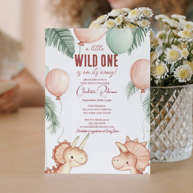 Invitación Wild One and Two dinosauris Bebé ducha (Subido por el creador)