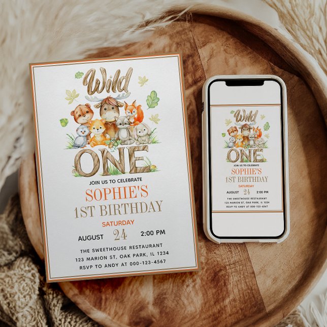 Invitación Wild One Animal 1st Birthday Party | Safari Jungle (Wild One Animal 1st Birthday Party | Safari Jungle Invitation)