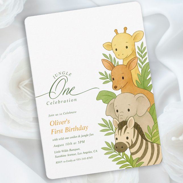 Invitación Wild One Animal Birthday Illustration 1st Birthday (Wild One Animal Birthday Illustration 1st Birthday Invitation)