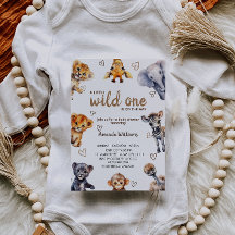 Wild One Animals Modern Simple Baby Shower