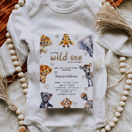 Invitación Wild One Animals Modern Simple Baby Shower
