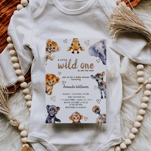 Invitación Wild One Animals Modern Simple Baby Shower (Subido por el creador)