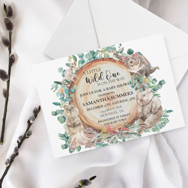 Invitación Wild One Australian Animal Cute Baby Shower (Subido por el creador)
