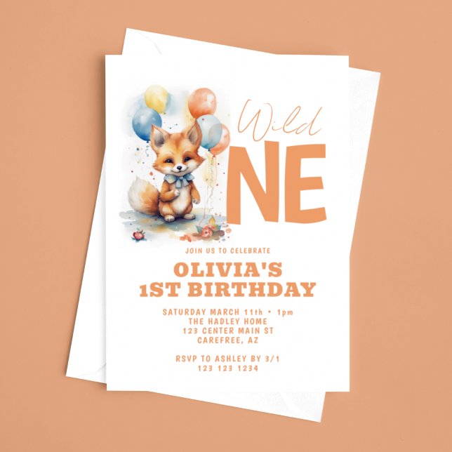 Invitación Wild One Baby Fox Primer Cumpleaños (Subido por el creador)