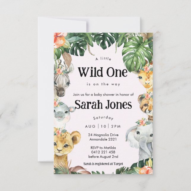 Invitación Wild One Baby Girl Baby Shower (Anverso)
