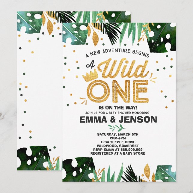Invitación Wild One Baby Shower Invitation Adventure Shower (Anverso / Reverso)