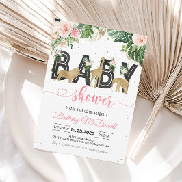 Invitación Wild One Baby Shower Safari Chica