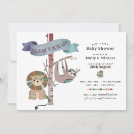 Invitación Wild One Baby Shower Tribal Sloth TeePee